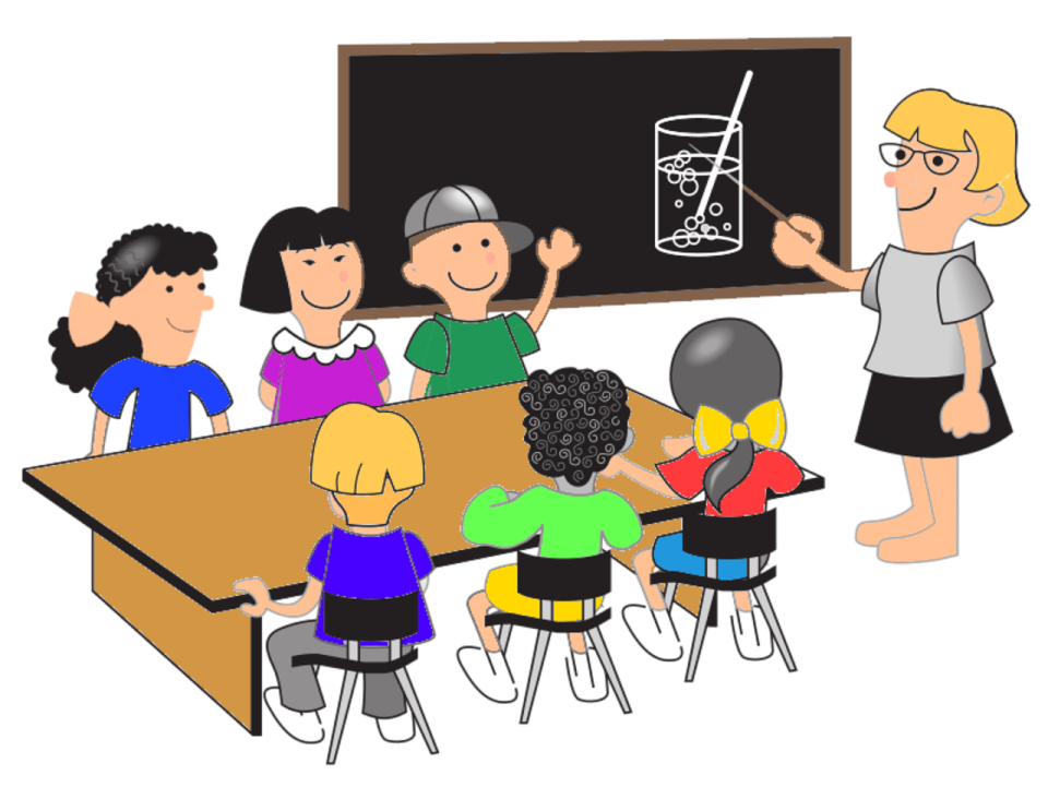 a teacher teaching children in a classroom