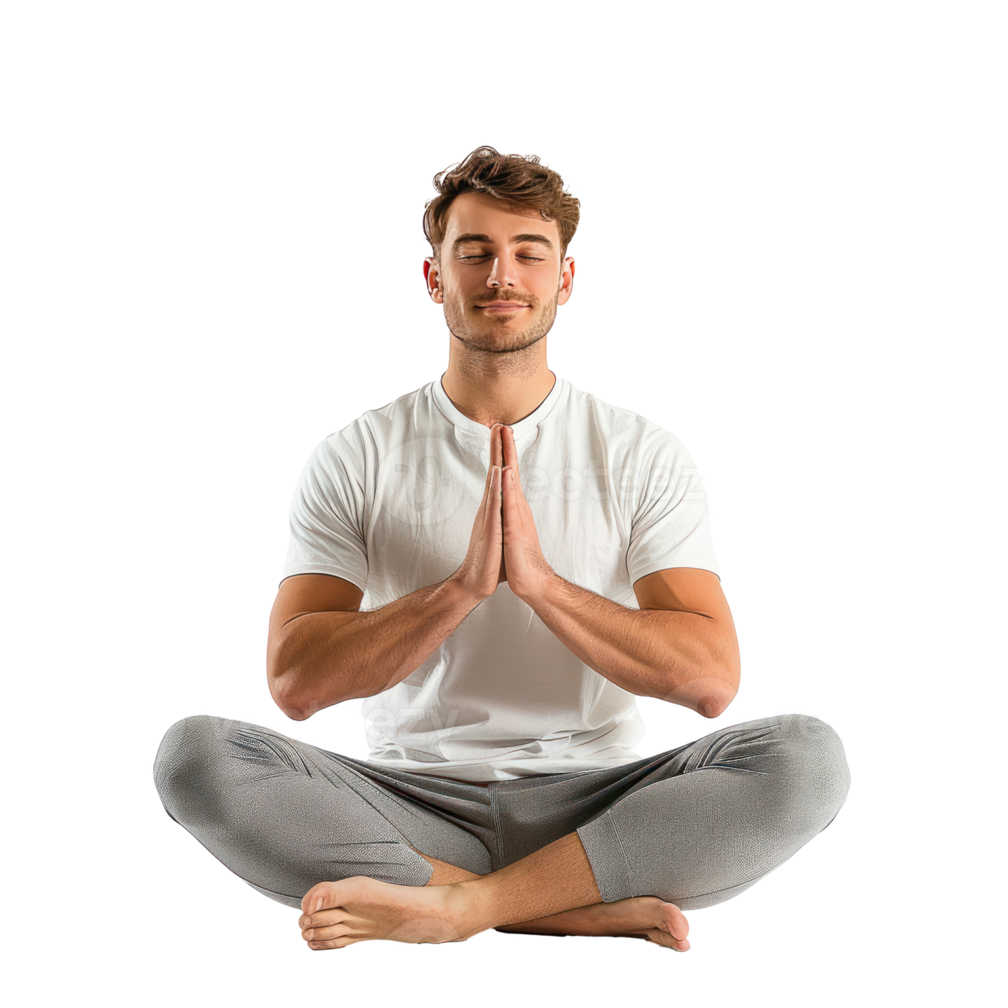 a man sitting in the middle of a yoga pose