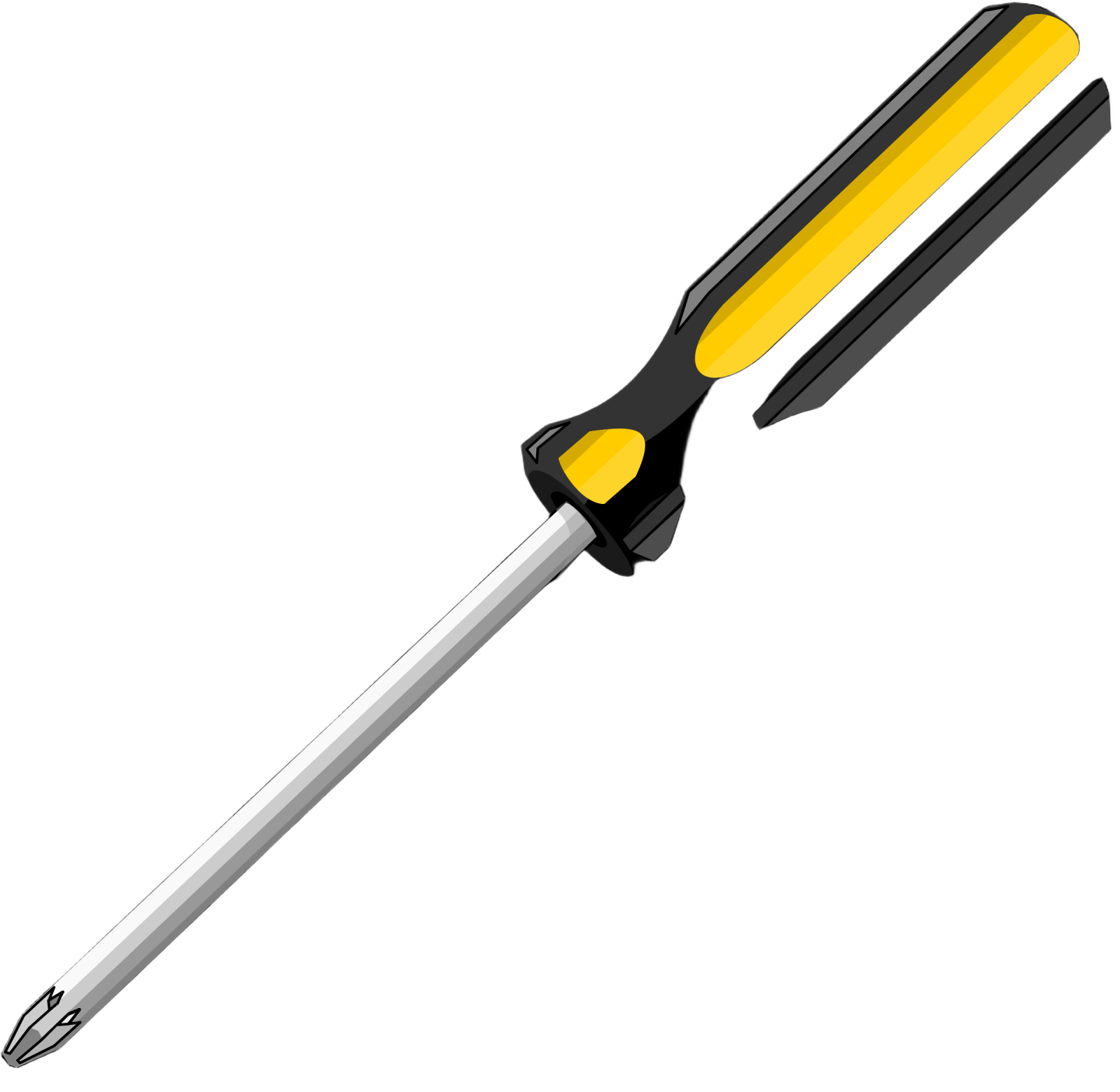 a black and yellow tool on a white background