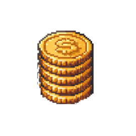 a stack of gold coins on a white background