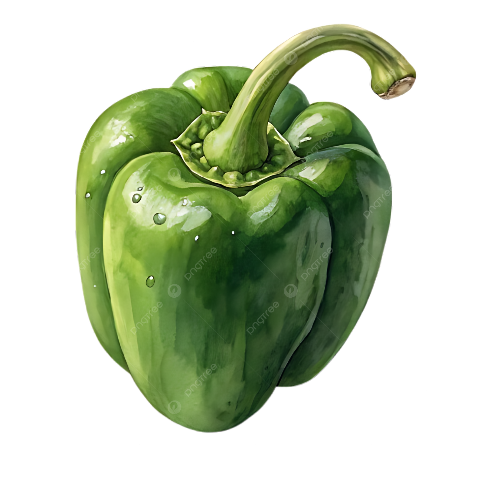 a green bell pepper on a white background
