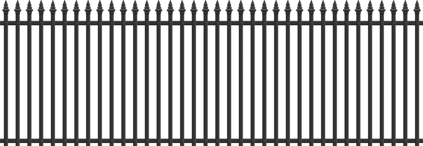 a black and white fence on a white background