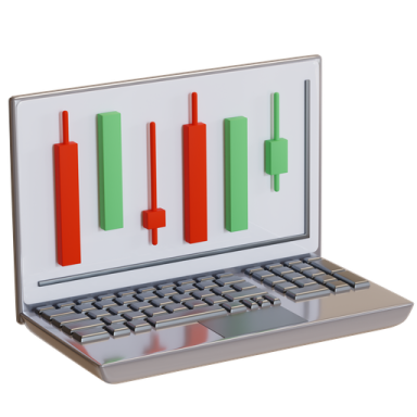 an open laptop with a chart on the screen