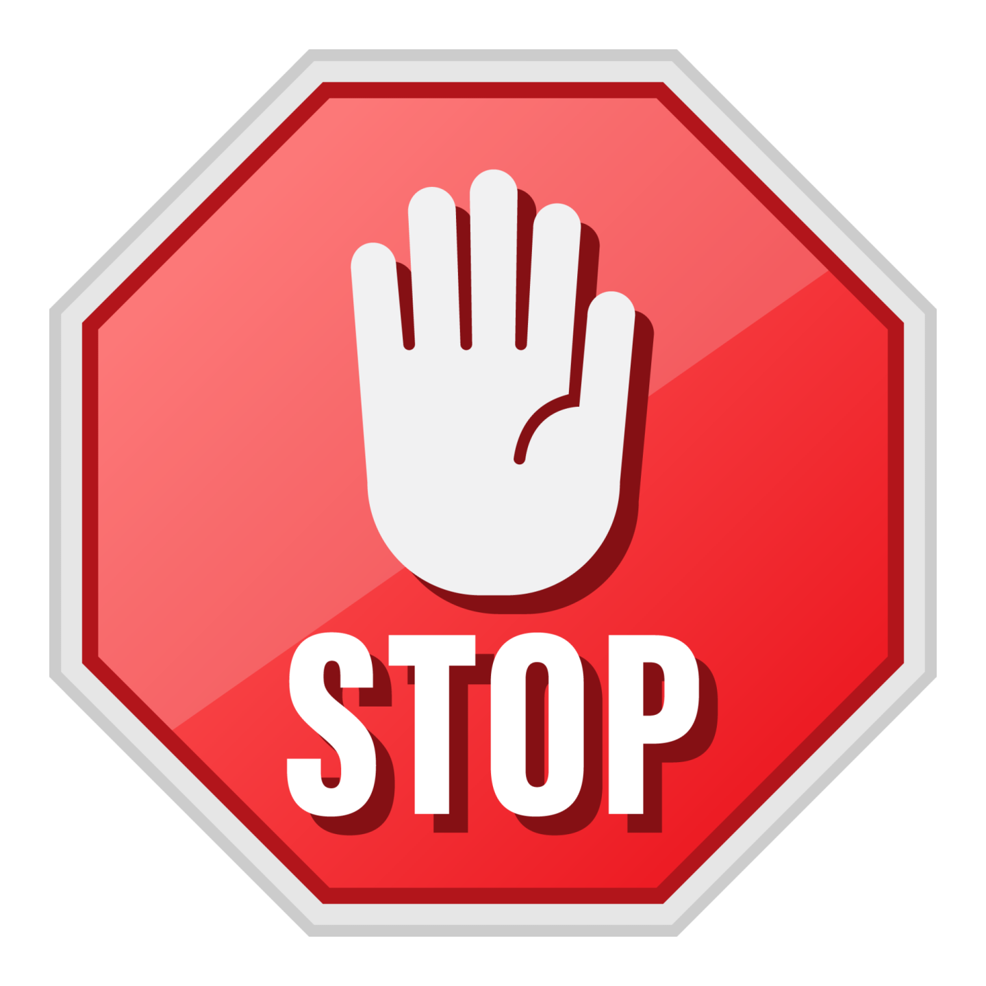 a stop sign with a hand on it