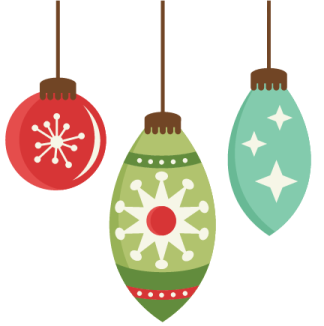 three christmas ornaments hanging on a white background