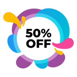 the 50 % off logo