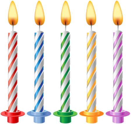 a set of three candles with different colors
