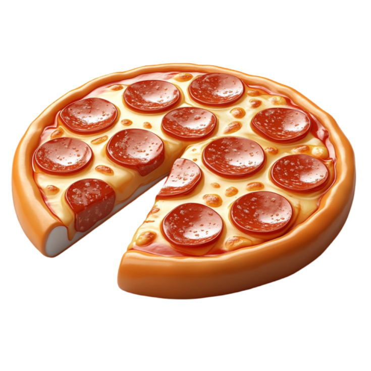 a slice of pizza on a white background