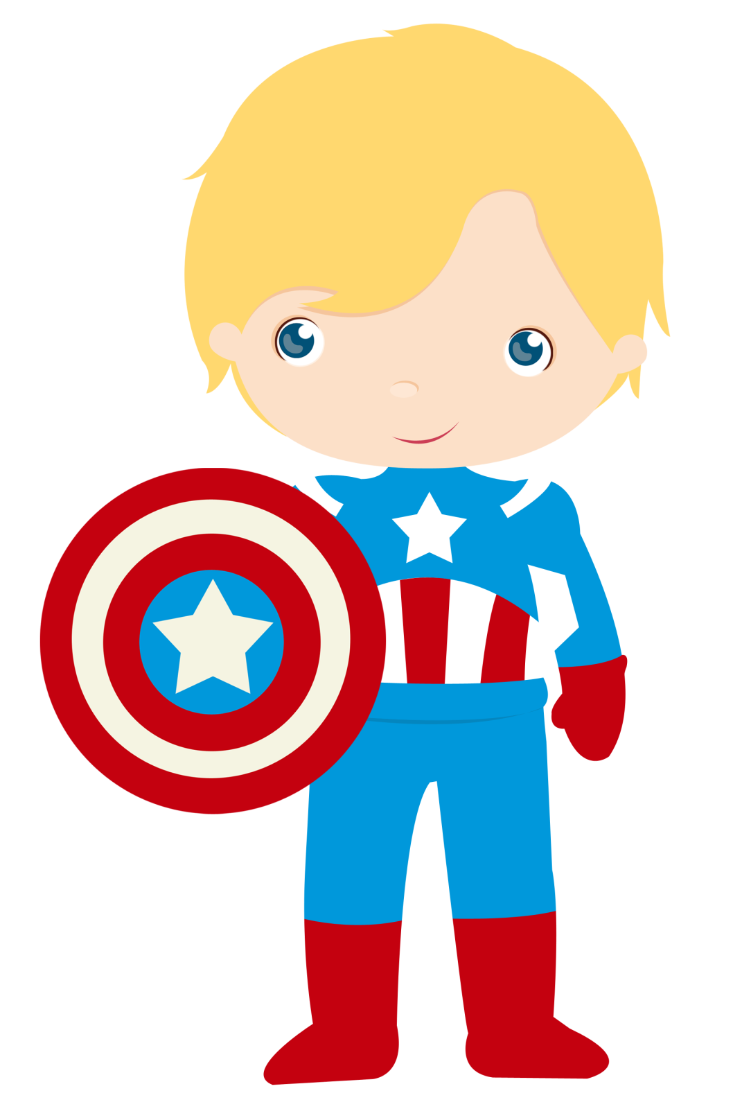 a boy in captain costume holding a shield