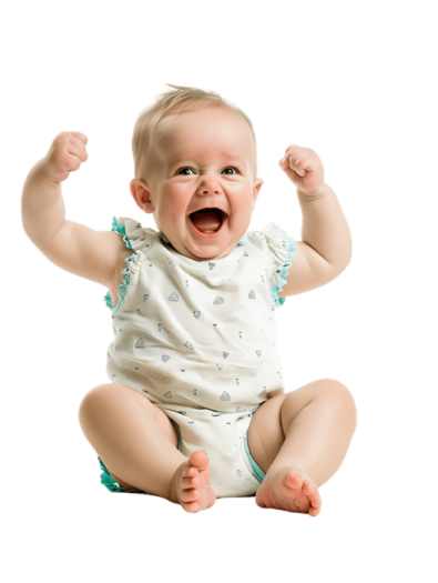a baby sitting on the floor with its mouth open