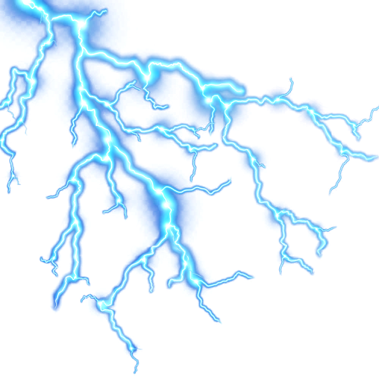 a blue lightning bolt on white background
