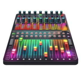 a dj controller with colorful lights on it