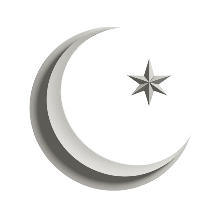 a crescent with a star in the middle