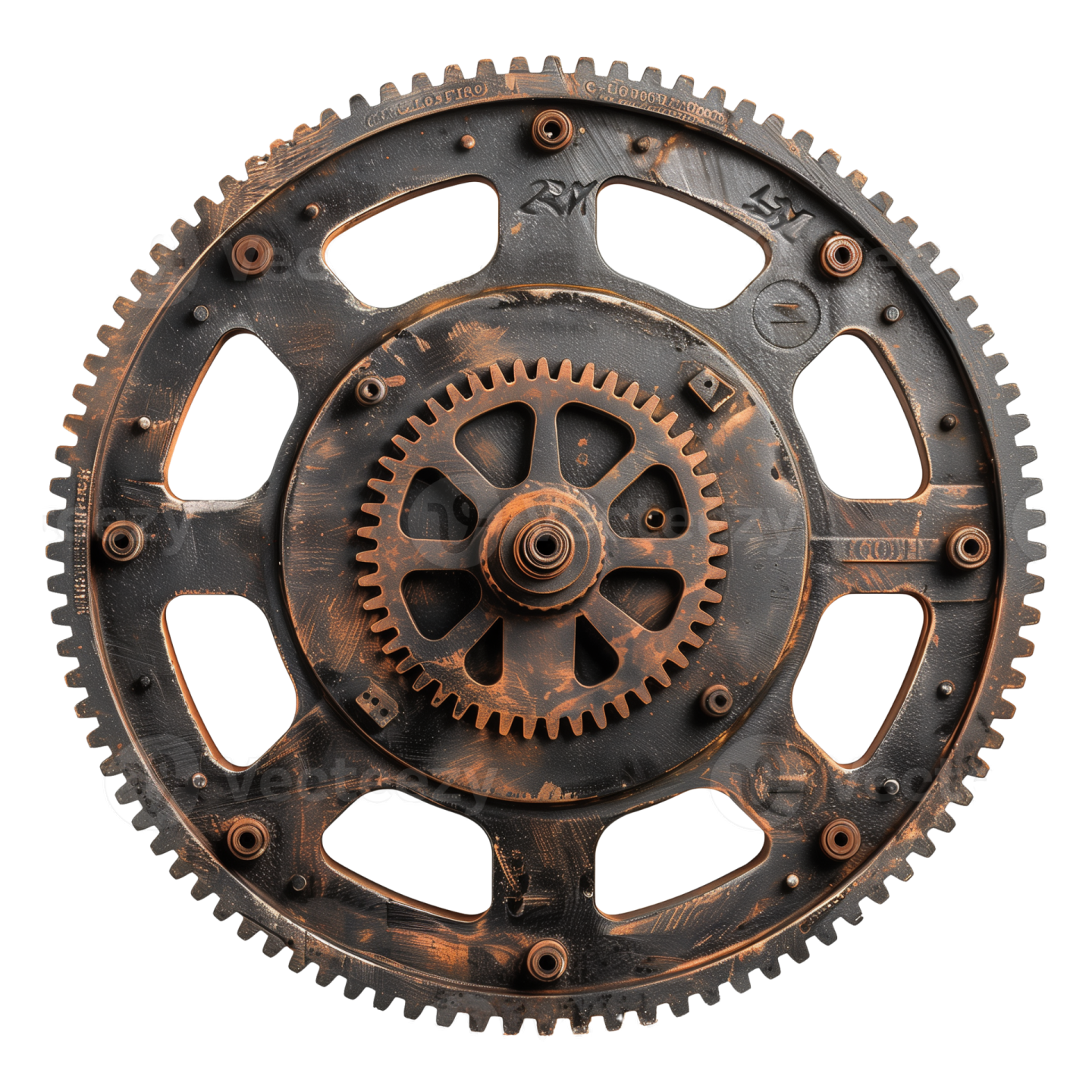 a close up of a clock made out of gears
