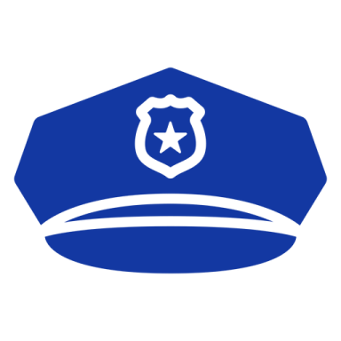 a blue police hat with a star on it