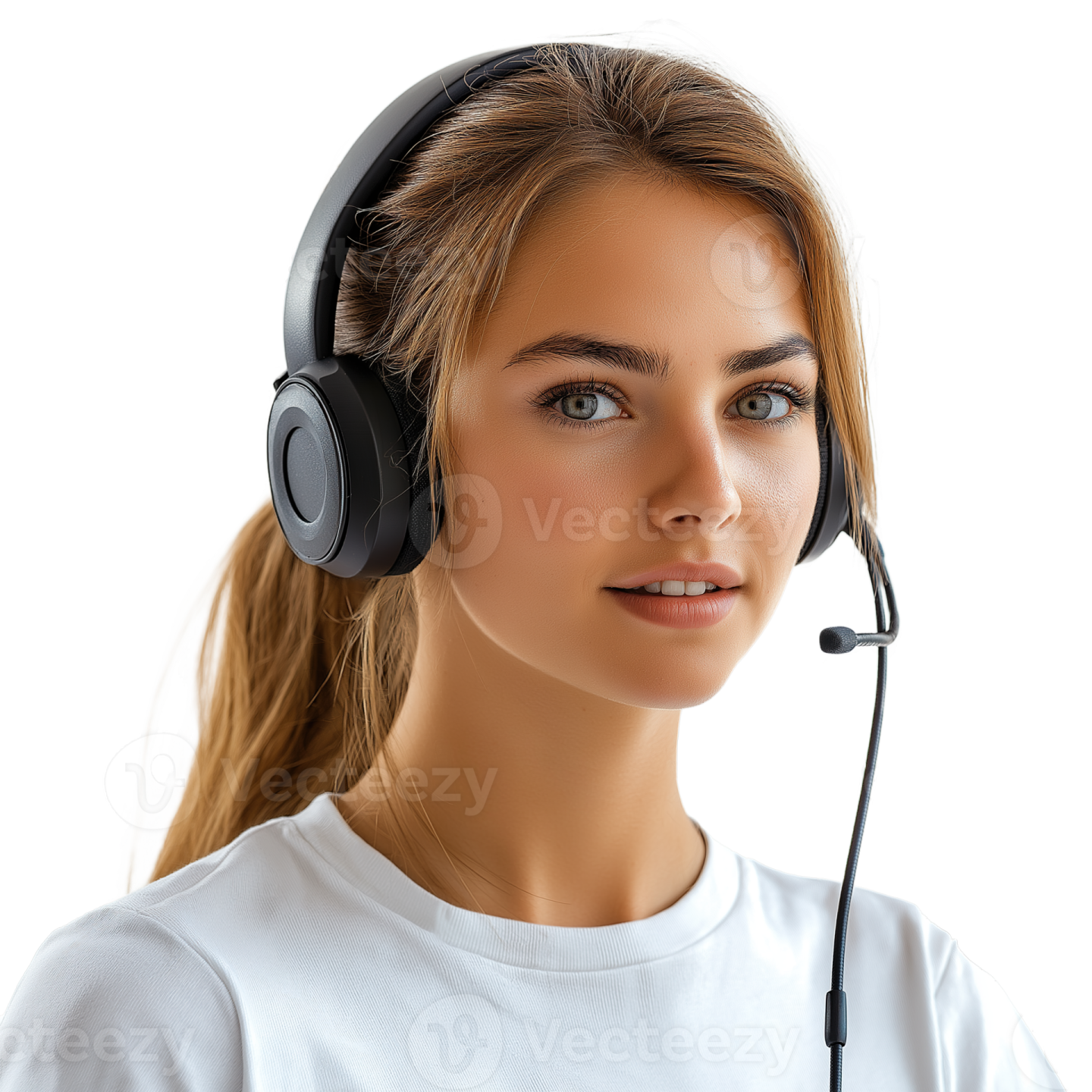 a woman wearing a headset