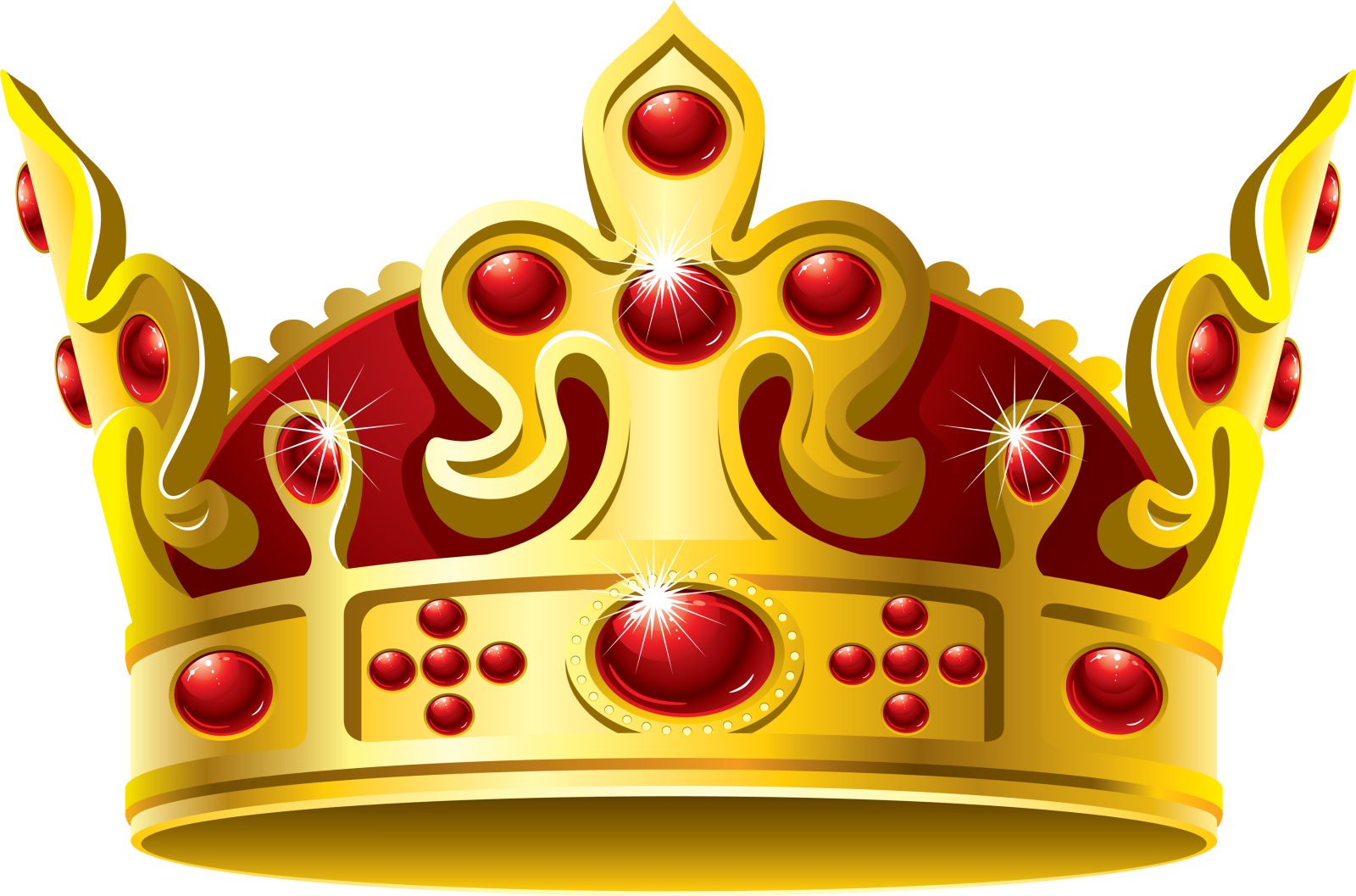 a gold crown with red jewels