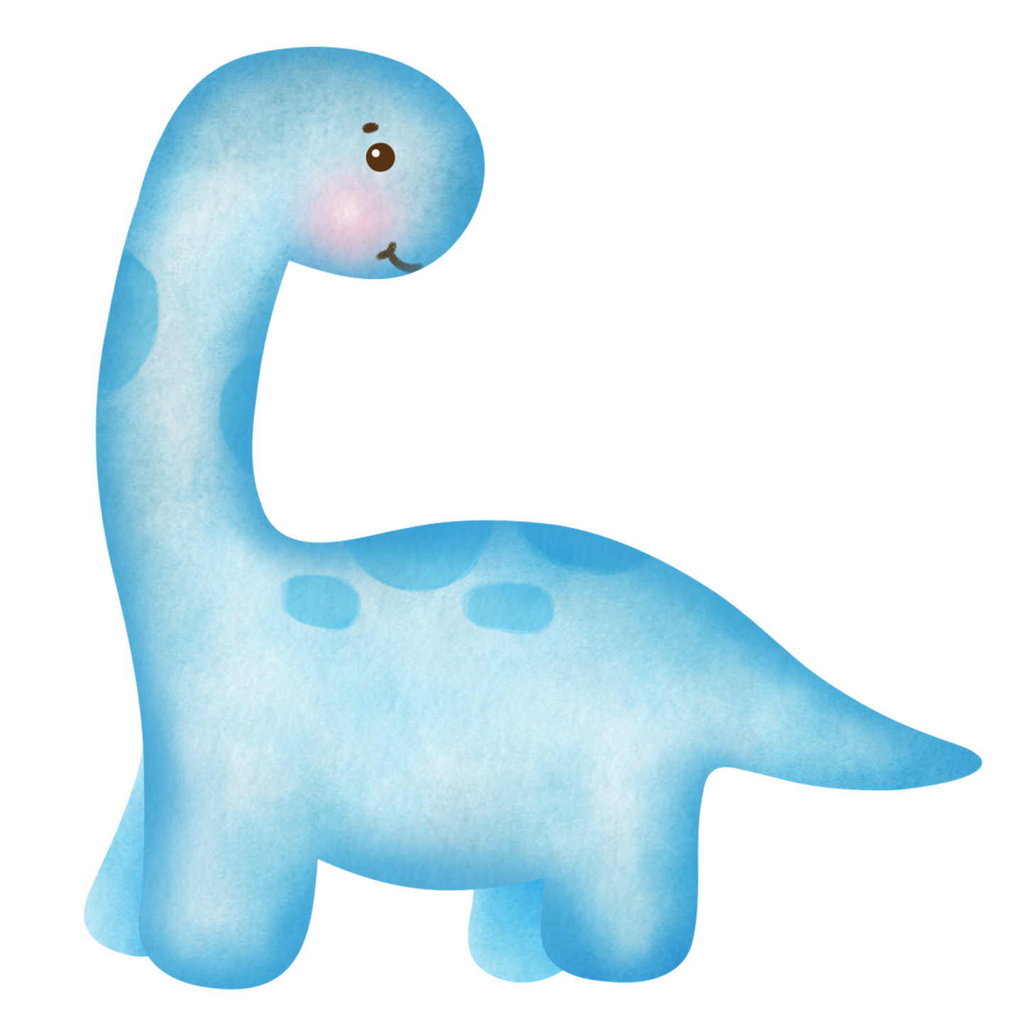 a watercolor drawing of a blue dinosaur