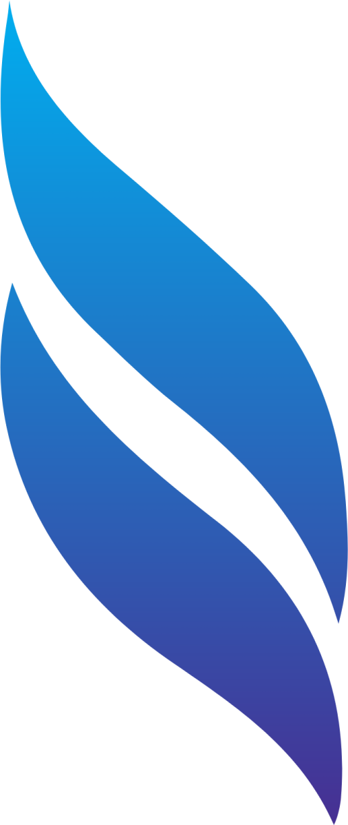 a blue and white logo with the letter s on it