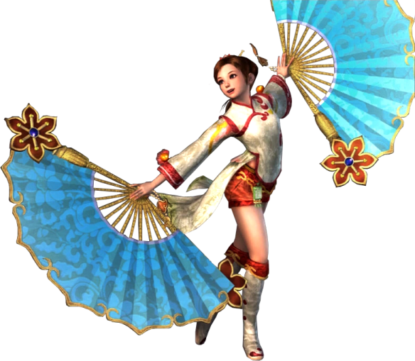 a woman in a chinese costume dancing with a fan