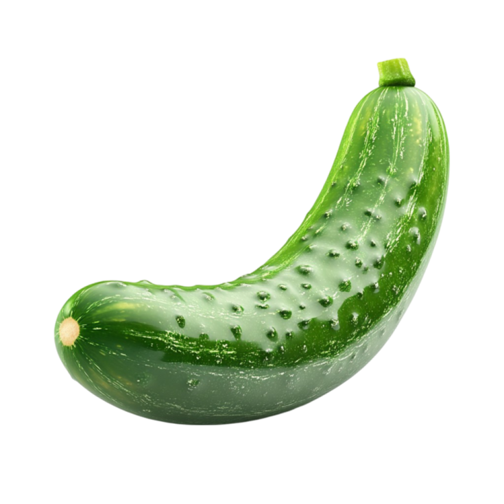a green pickle on a white background