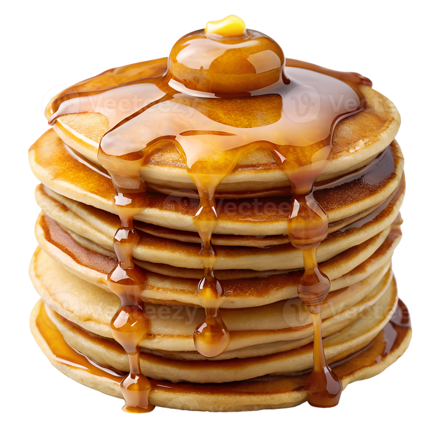 a stack of pancakes with syrup on top
