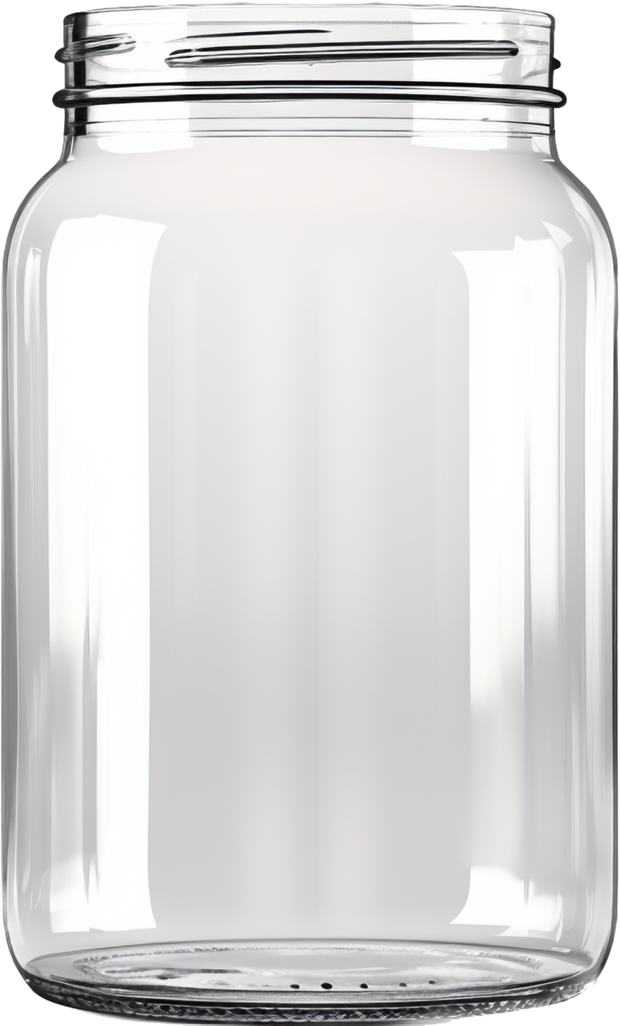 a large glass jar with a metal lid