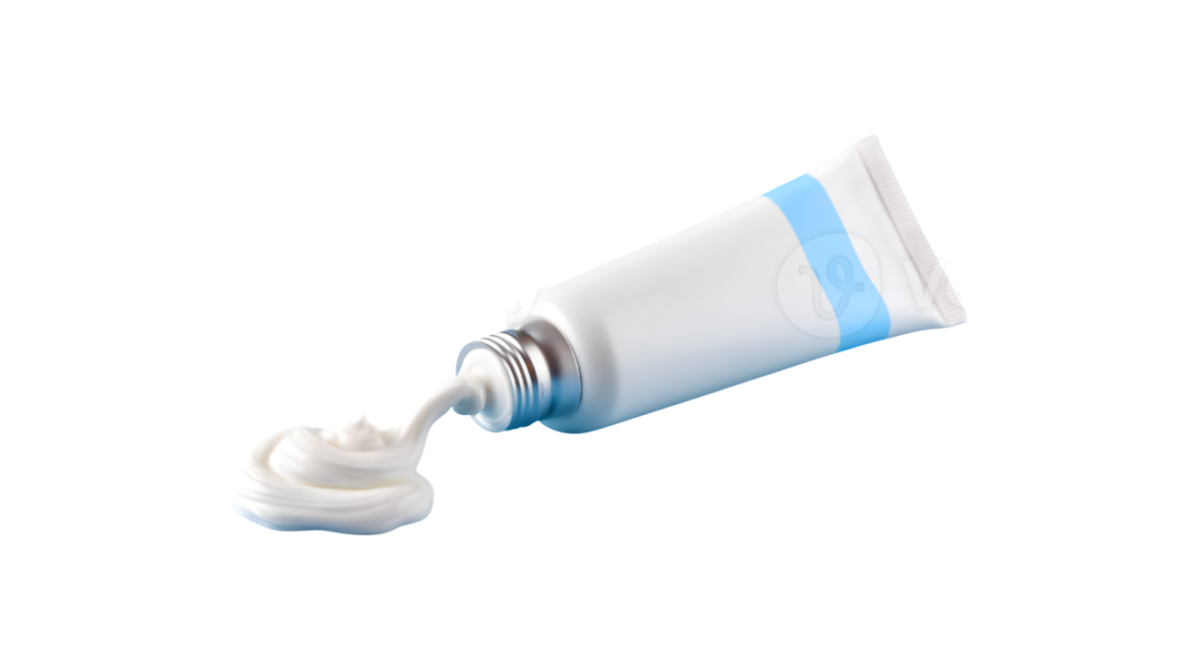 a white tube with a blue cap on it