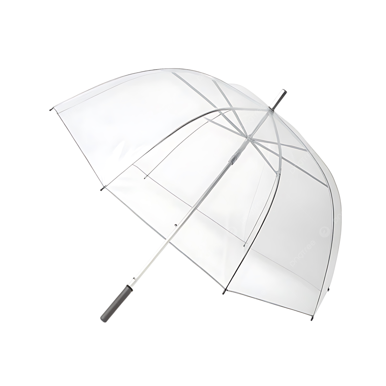 a clear umbrella on a white background
