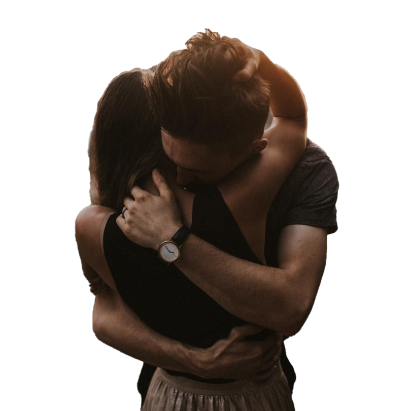 a man hugging a woman