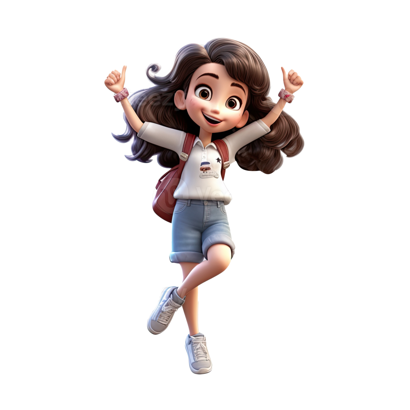 a cartoon girl jumping in the air