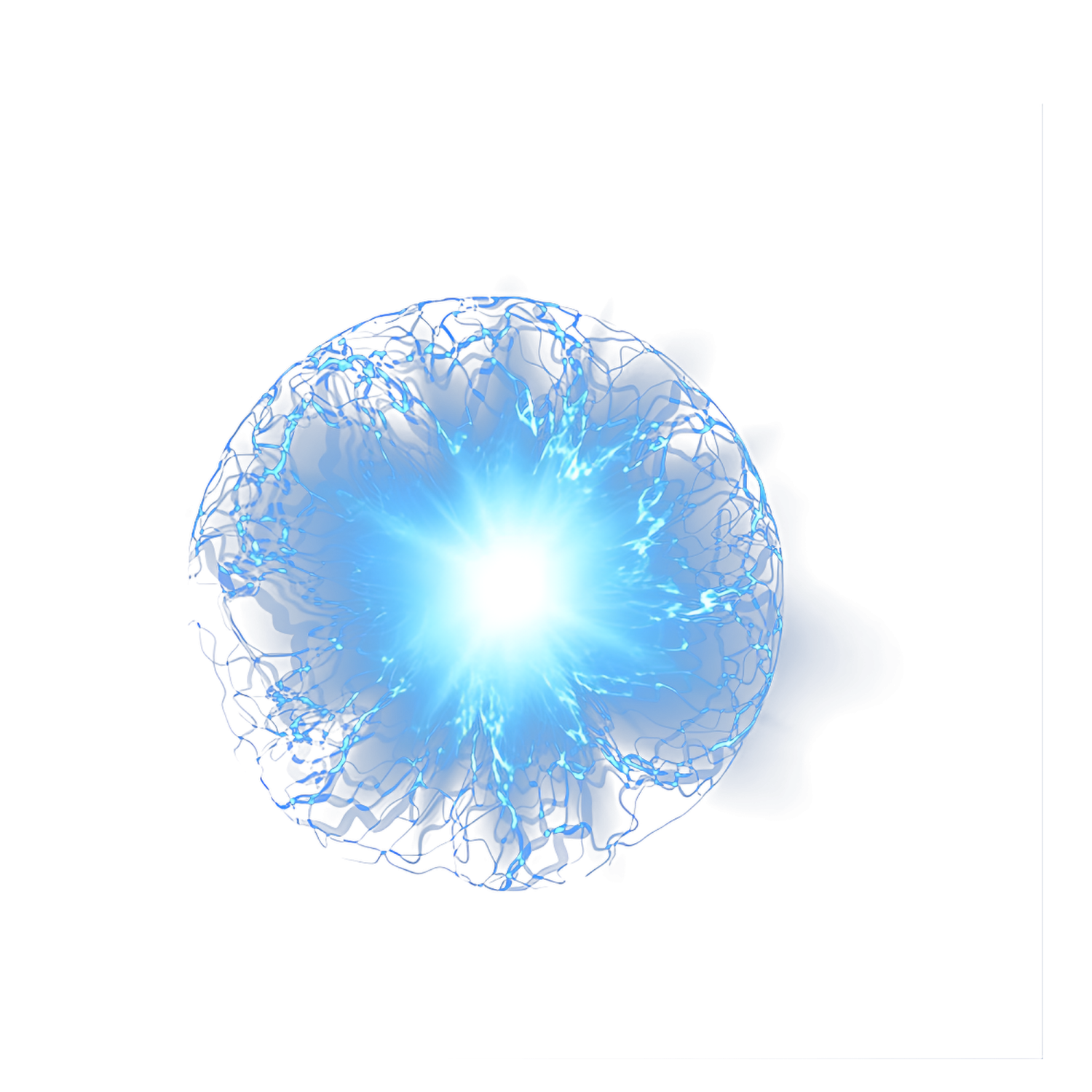 an image of a sphere with blue and white lights