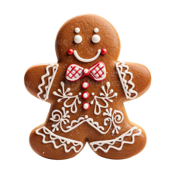 A close up of a ginger bread man