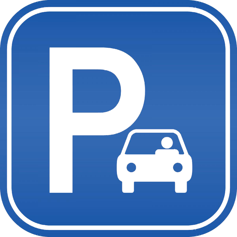 a parking sign with the letter p on it