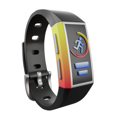 an image of a smart watch with a colorful band