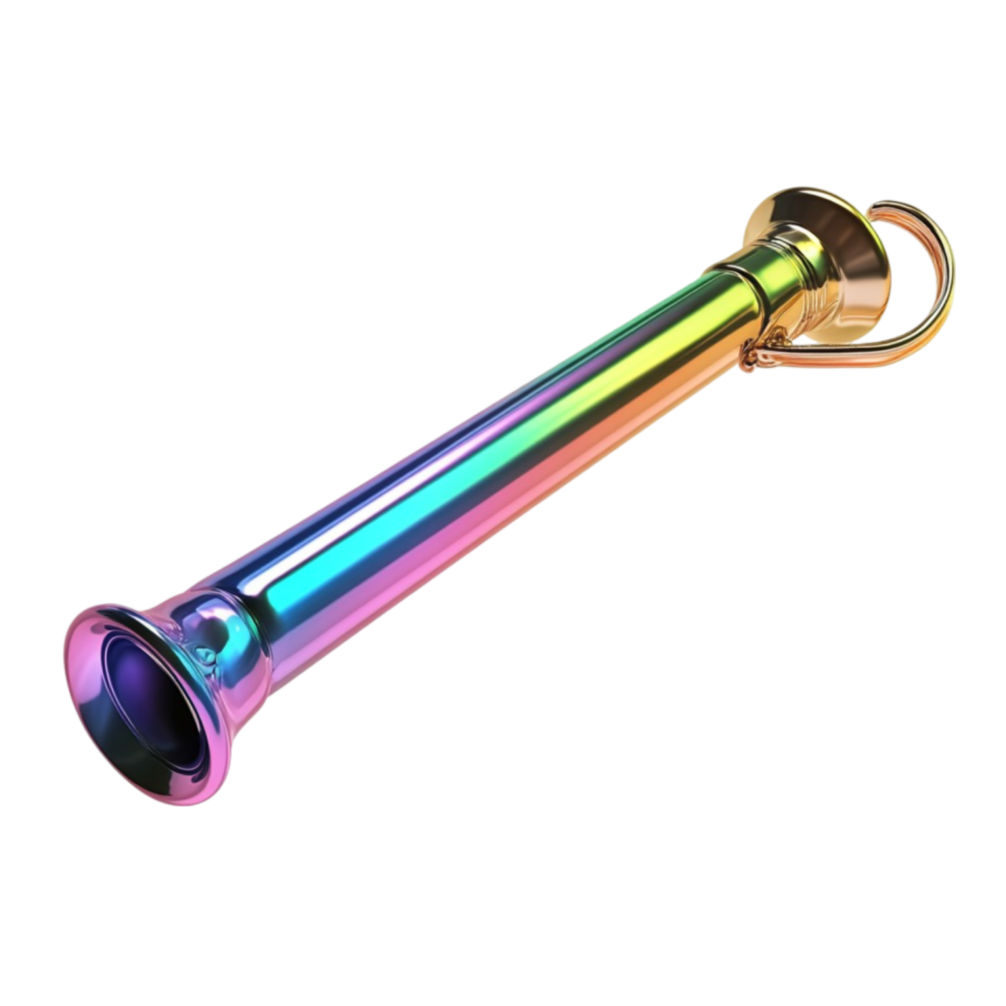 an image of a rainbow colored metal pipe