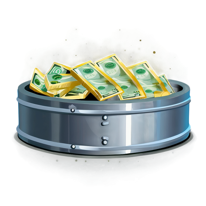 a money box filled with dollars