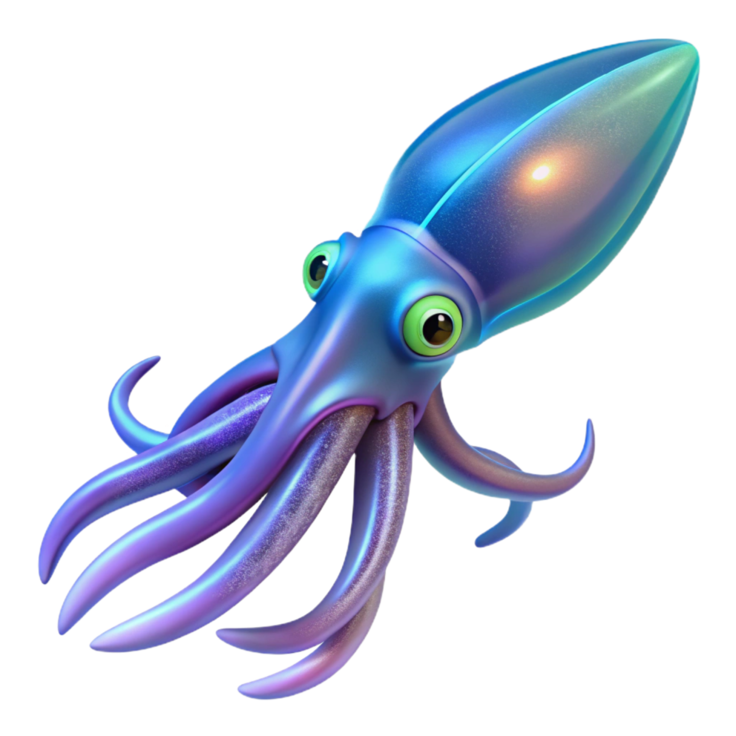 an octopus with green eyes and purple tentacles