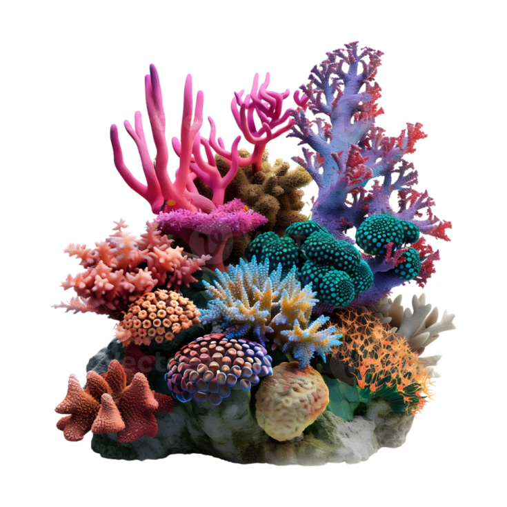 a colorful arrangement of corals and sponges
