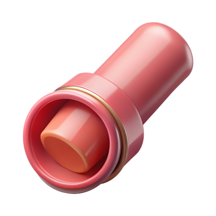 a pink lipstick tube on a white background