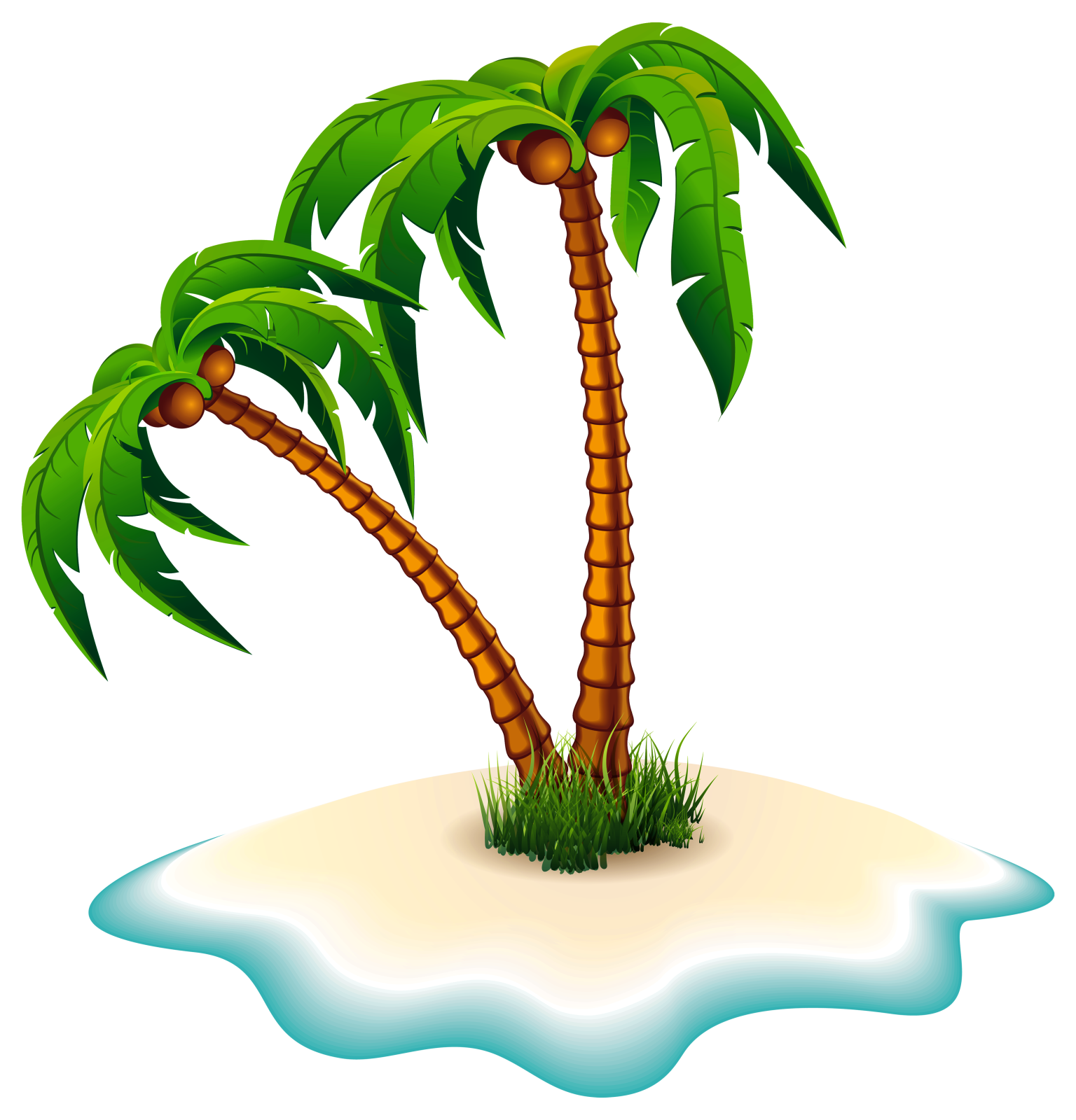 a small island with two palm trees