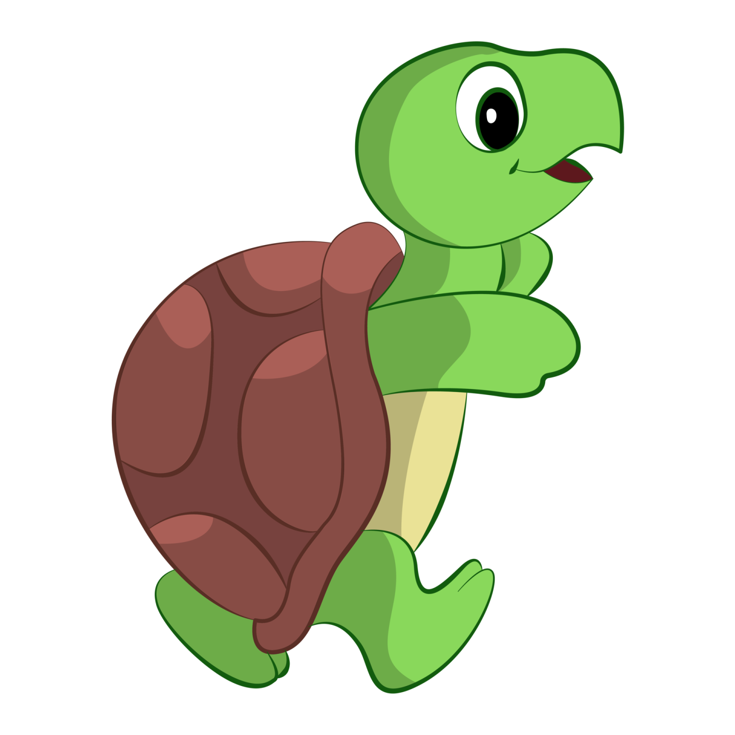 a cartoon turtle with an open shell on its back