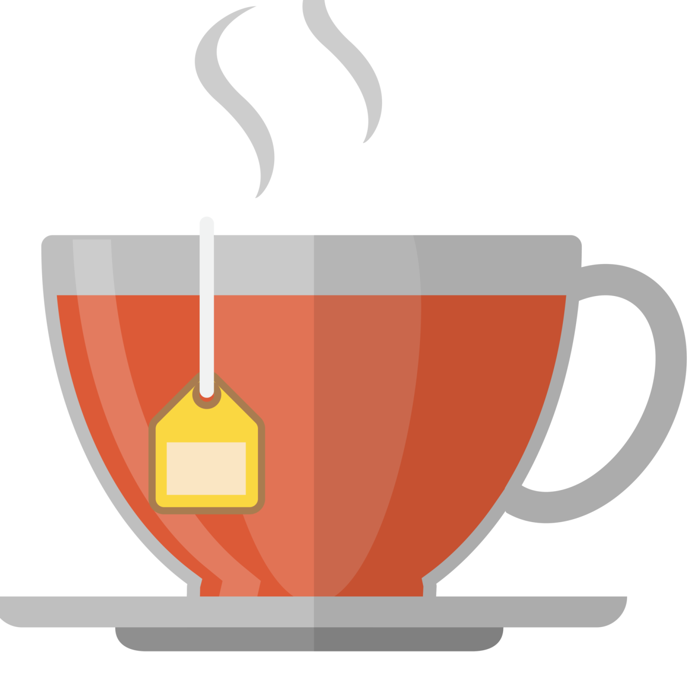a cup of tea with a tag on it