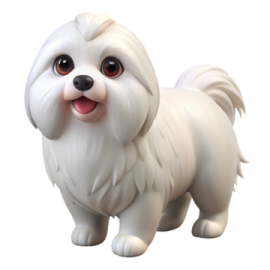 a small white dog with long hair and big eyes
