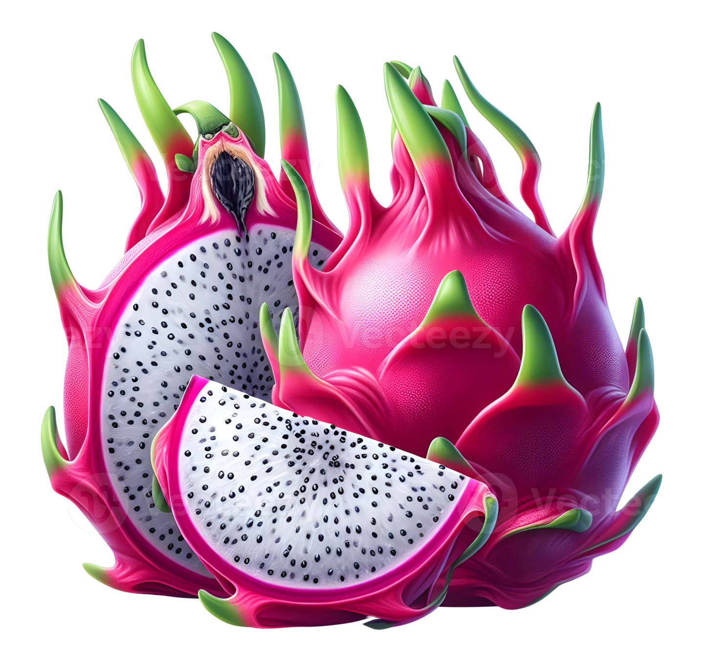 dragon fruit on white background