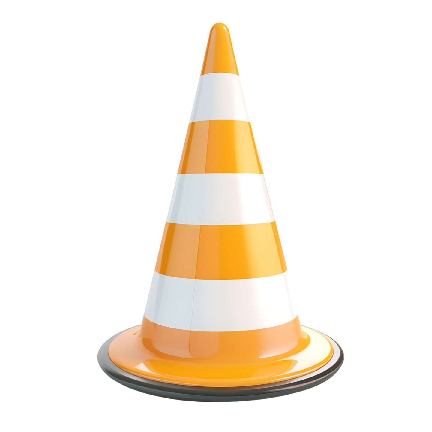 an orange and white traffic cone on a white background