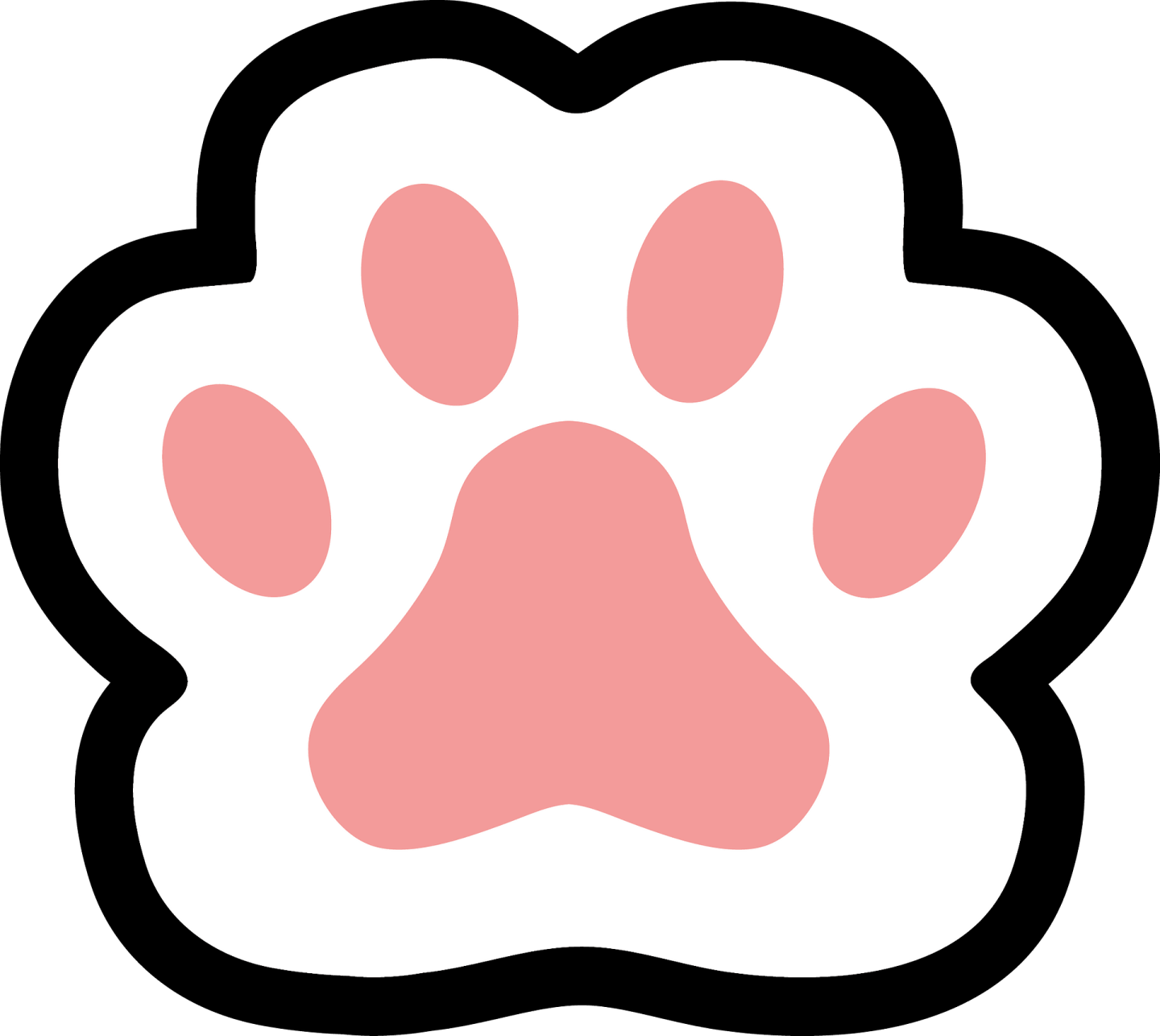 a pink paw print on a white background