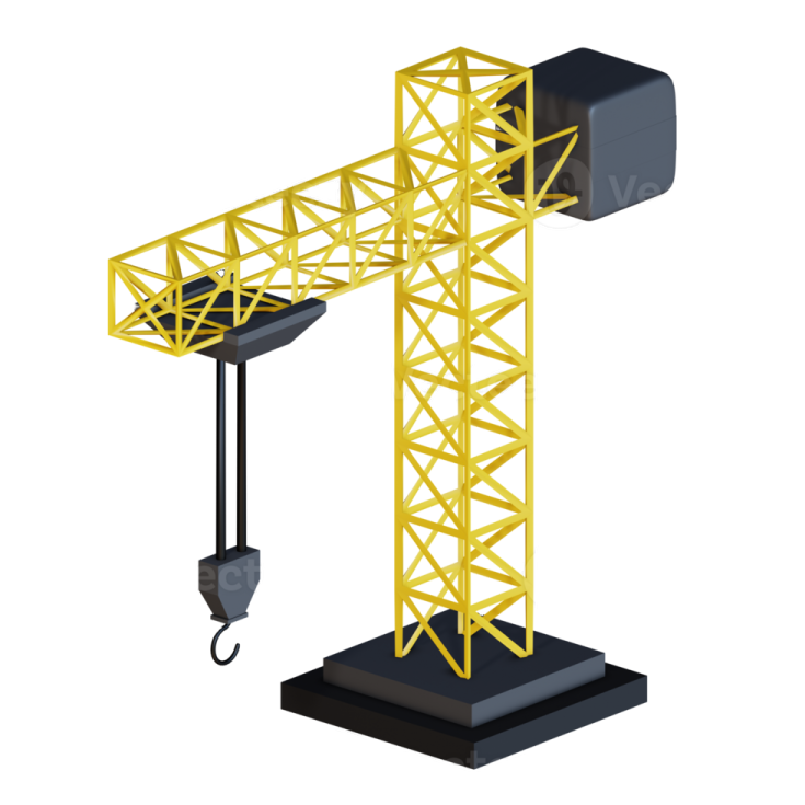 a yellow crane on a white background