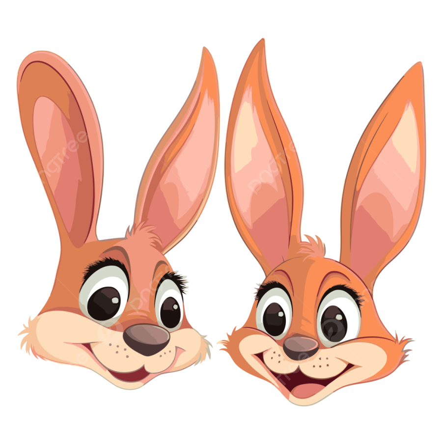 two cartoon rabbits with big eyes