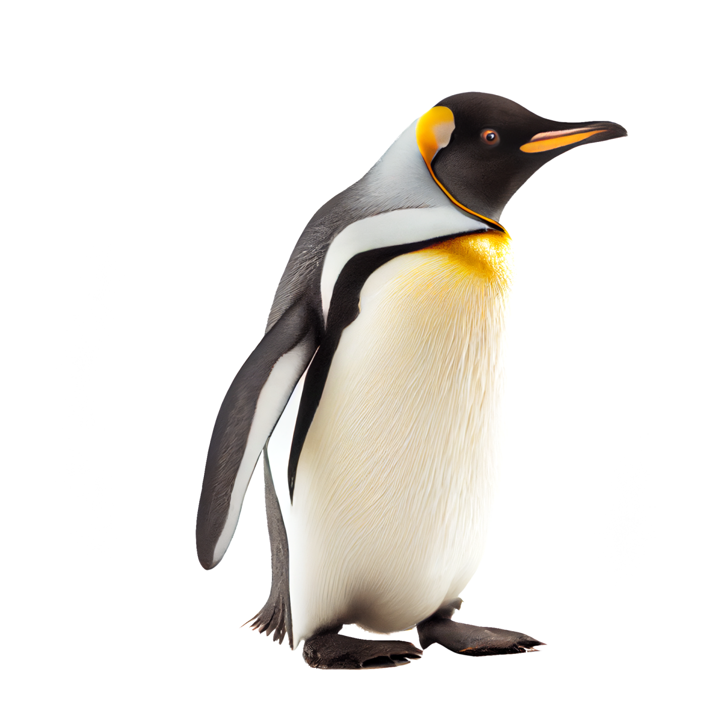a penguin standing on top of a white surface